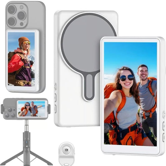 Camio: Magnetic Wireless Selfie Monitor & Rear Camera Preview Screen with 1080P Recording for iPhone & Android, Vlogging, TikTok & Live Streaming
