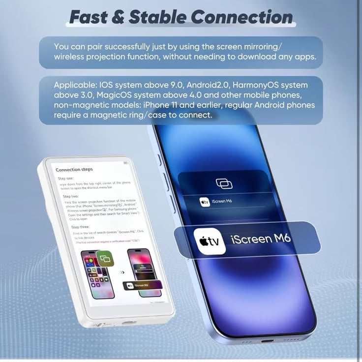 Camio: Magnetic Wireless Selfie Monitor & Rear Camera Preview Screen with 1080P Recording for iPhone & Android, Vlogging, TikTok & Live Streaming