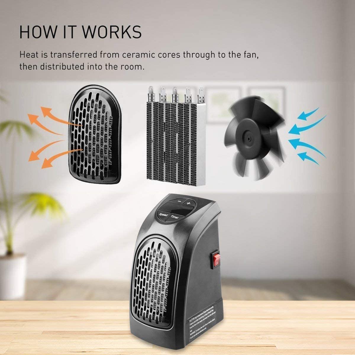 Roomie: Portable 400W Wall Socket Heater with LED Display & Adjustable Temperature Control for Home & Office