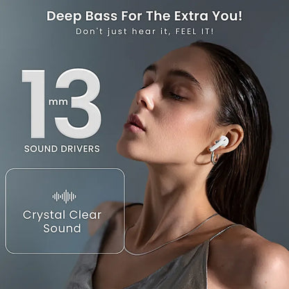 ScreenPods: TWS Bluetooth Earbuds with Touch Screen Case, 32dB ANC + ENC, Low Latency Gaming & Type-C Fast Charging