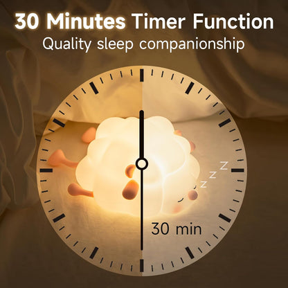 Wooly: Adorable Silicone Sheep Night Light – USB Rechargeable Soft LED Glow with Tap Control for Kids' Bedroom, Gifting & Cozy Bedside Décor