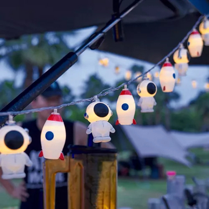 SpaceMan: USB-Powered Astronaut & Rocket String Fairy Lights with 20 LEDs for Kids’ Room, Party & Festive Décor